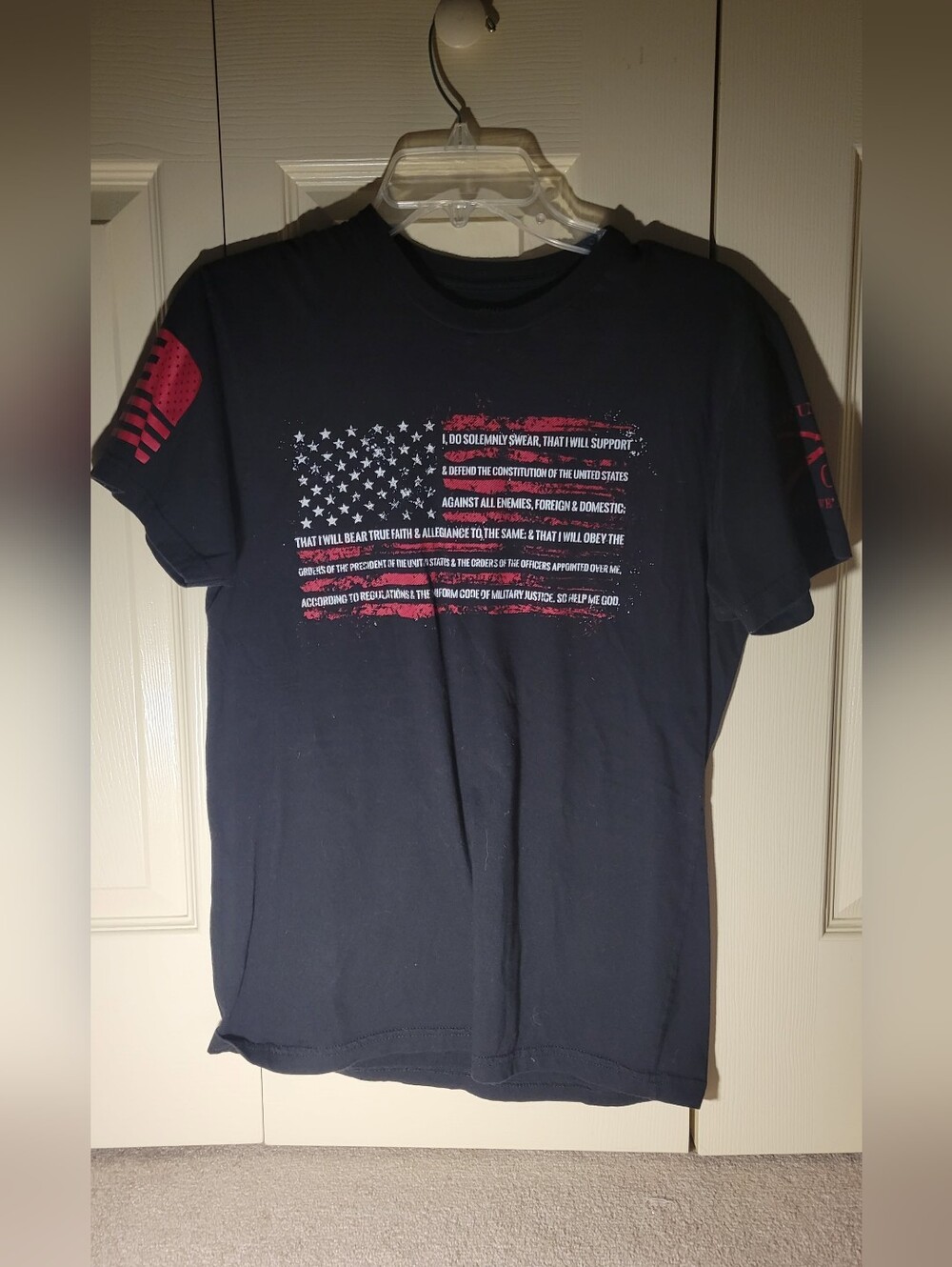 Mens Grunt Style Black Patriotic Flag Graphic T-Shirt